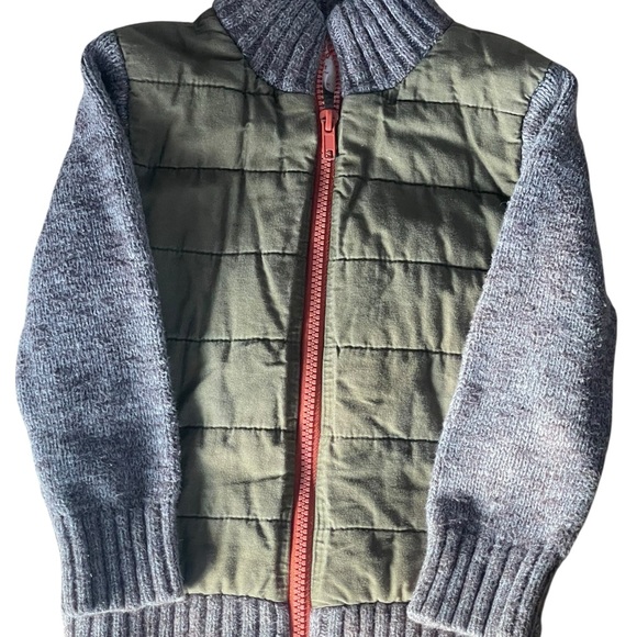 Cat & Jack Other - Cat & Jack Green and Gray Knit Jacket with orange full zip size 3T